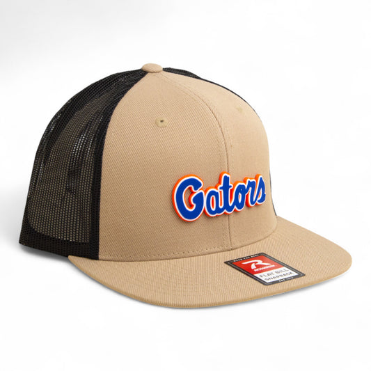 Florida Gators Script Blue 3D Wool Blend Flat Bill Hat- Tan/ Black