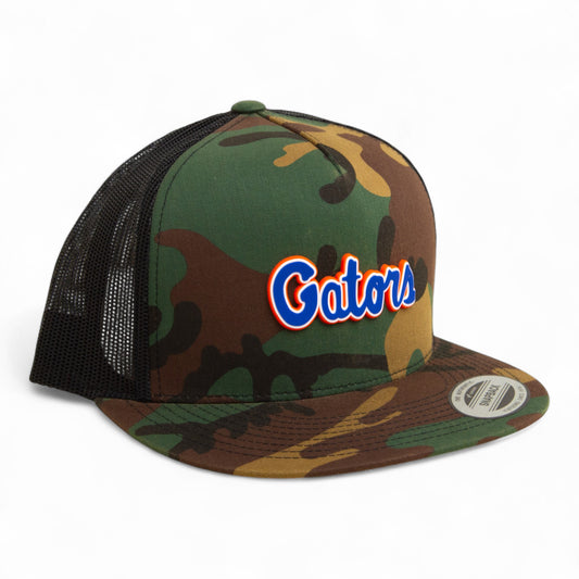 Florida Gators Script Blue 3D YP Snapback Flat Bill Trucker Hat- Army Camo/ Black