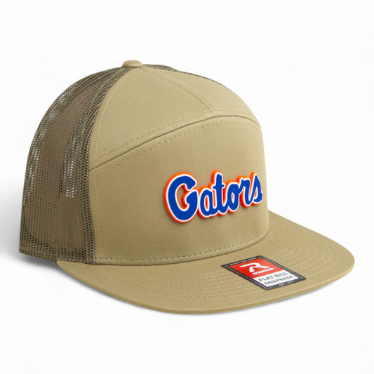 Florida Gators Script Blue 3D Snapback Seven-Panel Flat Bill Trucker Hat- Pale Loden