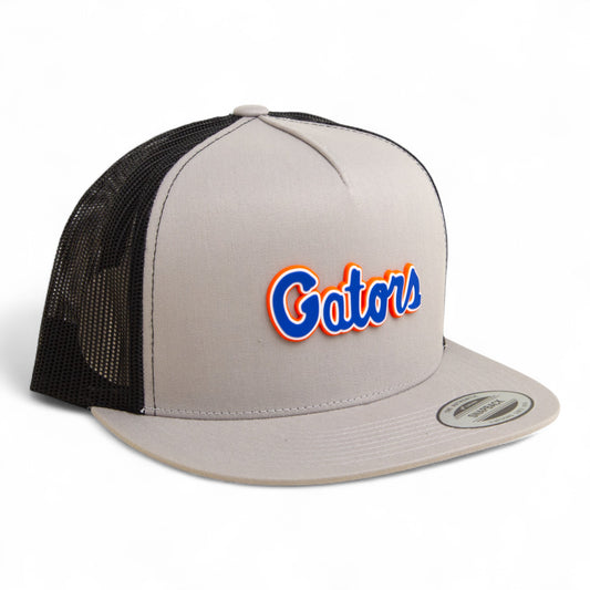 Florida Gators Script Blue 3D YP Snapback Flat Bill Trucker Hat- Silver/ Black