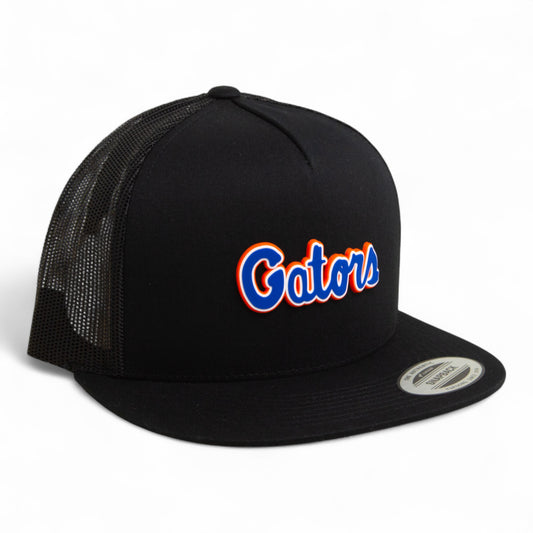 Florida Gators Script Blue 3D YP Snapback Flat Bill Trucker Hat- Black