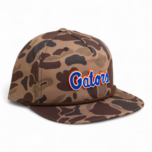 Florida Gators Script Blue 3D Umpqua Rope Hat- Bark Duck Camo/ Brown