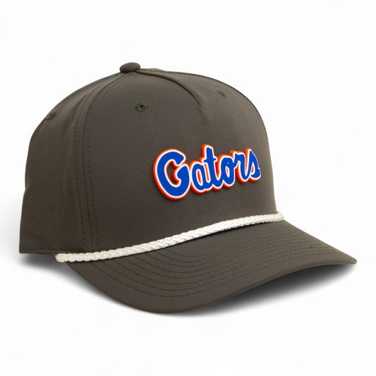 Florida Gators Script Blue 3D Five Panel Classic Rope Hat- Dark Olive Green/ White