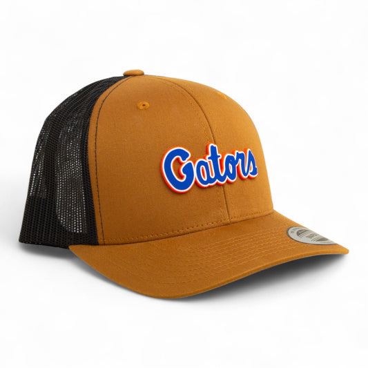 Florida Gators Script Blue 3D YP Snapback Trucker Hat- Caramel/ Black