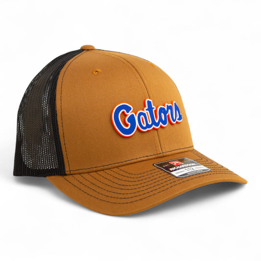 Florida Gators Script Blue 3D Snapback Trucker Hat- Caramel/ Black
