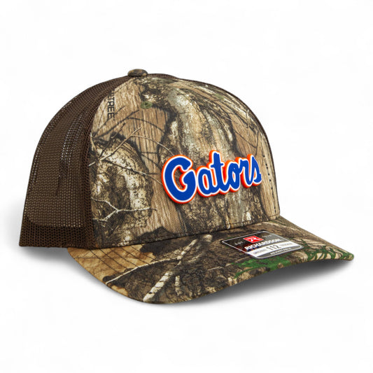 Florida Gators Script Blue 3D Snapback Trucker Hat- Realtree Edge/ Brown