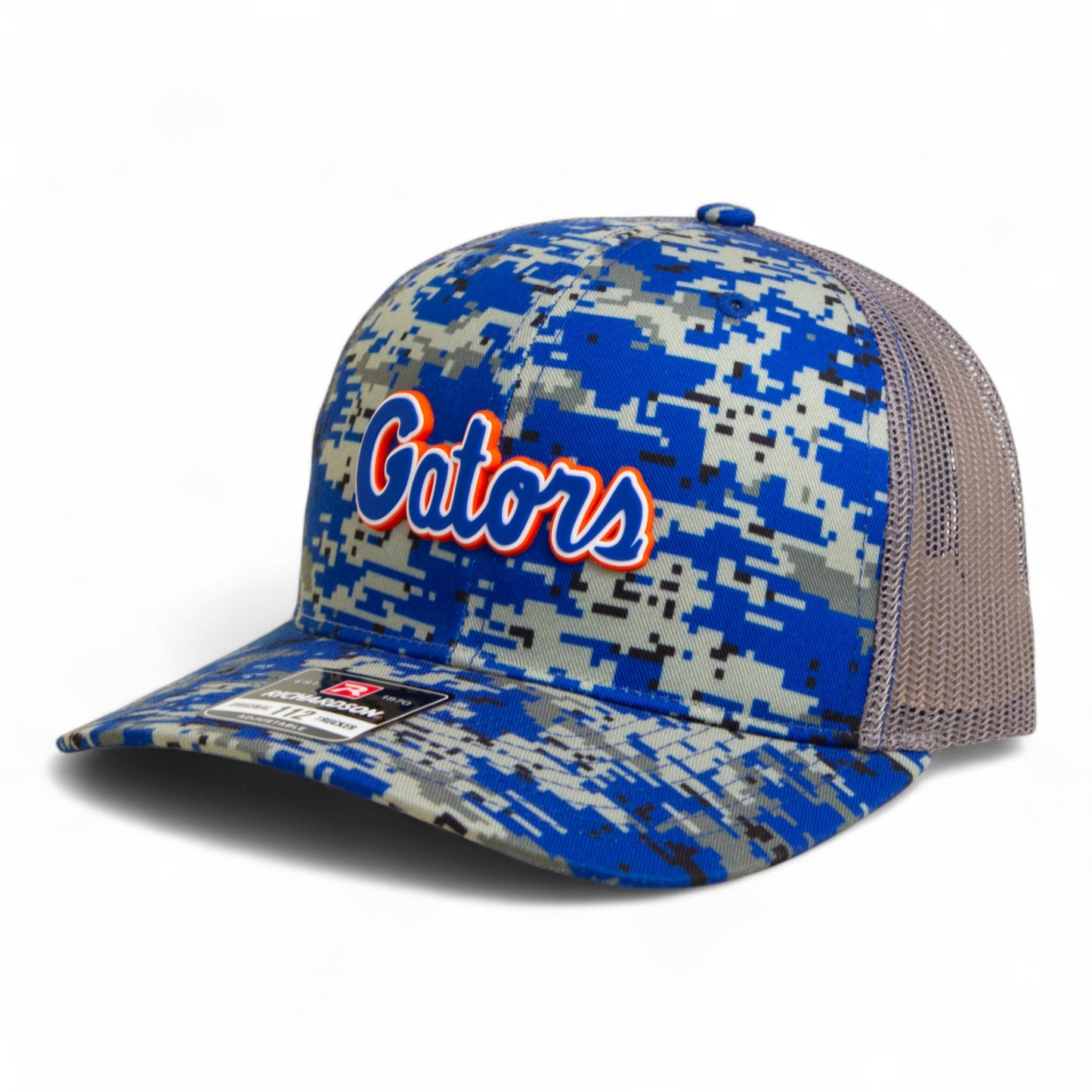Florida Gators Script Blue 3D Snapback Trucker Hat- Royal Digital Camo