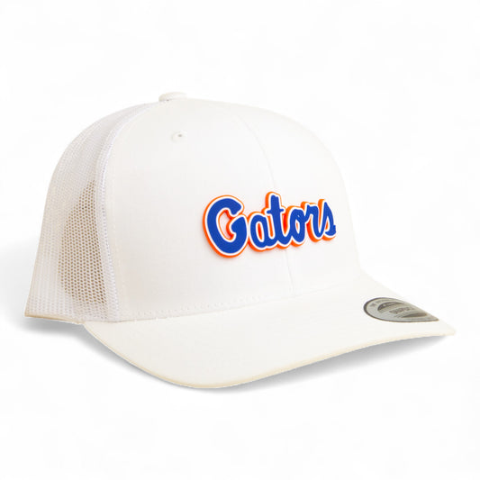 Florida Gators Script Blue 3D YP Snapback Trucker Hat- White