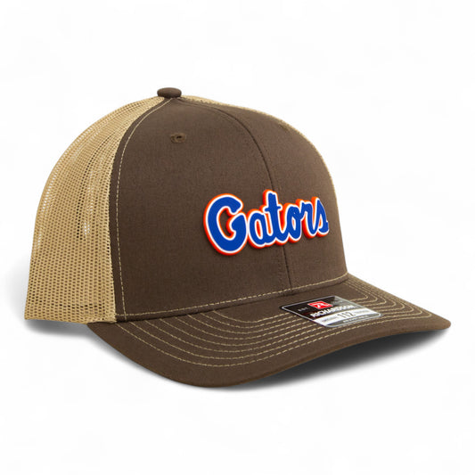 Florida Gators Script Blue 3D Snapback Trucker Hat- Brown/ Tan