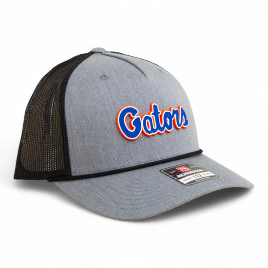 Florida Gators Script Blue 3D Snapback Trucker Rope Hat- Heather Grey/ Black