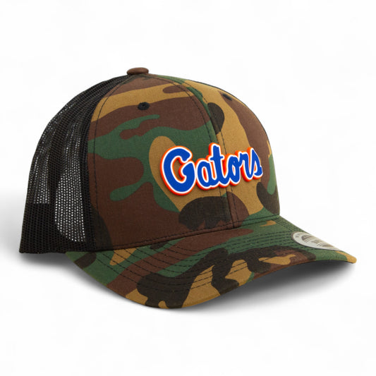 Florida Gators Script Blue 3D YP Snapback Trucker Hat- Army Camo/ Black