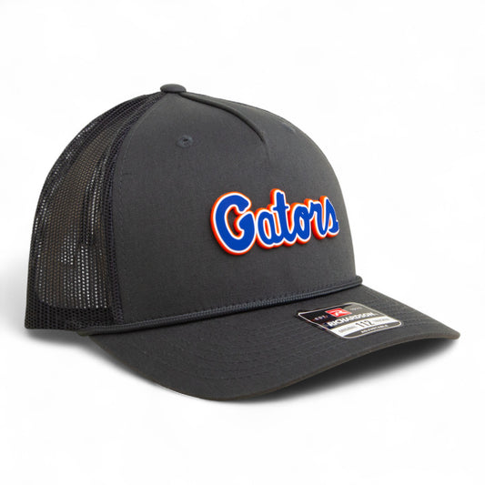 Florida Gators Script Blue 3D Snapback Trucker Rope Hat- Charcoal