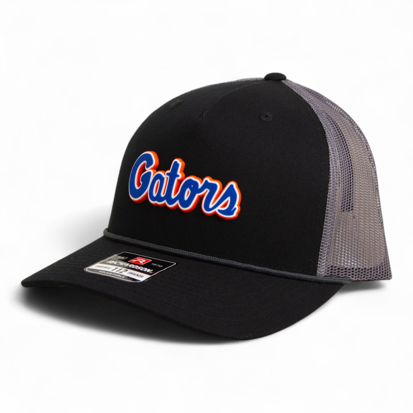 Florida Gators Script Blue 3D Snapback Trucker Rope Hat- Black/ Charcoal