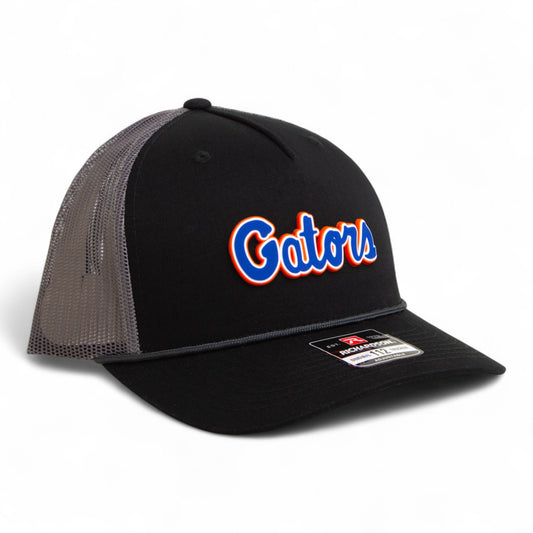 Florida Gators Script Blue 3D Snapback Trucker Rope Hat- Black/ Charcoal
