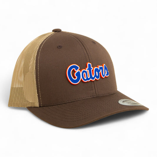 Florida Gators Script Blue 3D YP Snapback Trucker Hat- Brown/ Tan