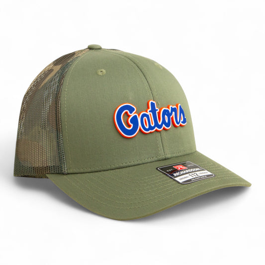 Florida Gators Script Blue 3D Snapback Trucker Hat- Loden/ Green Camo