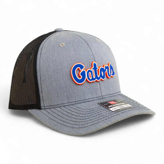 Florida Gators Script Blue 3D Snapback Trucker Hat- Heather Grey/ Black