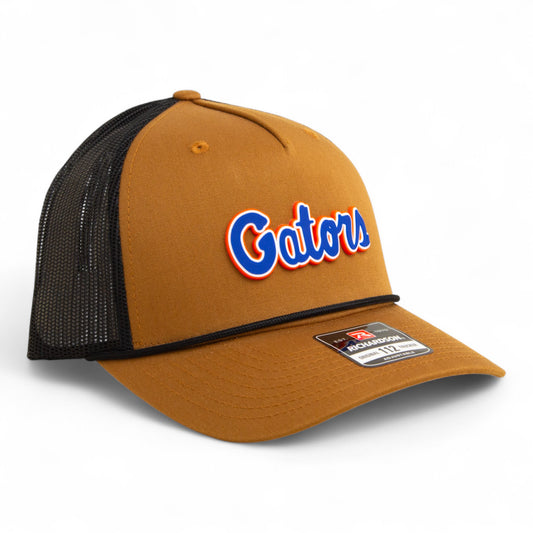 Florida Gators Script Blue 3D Snapback Trucker Rope Hat- Caramel/ Black