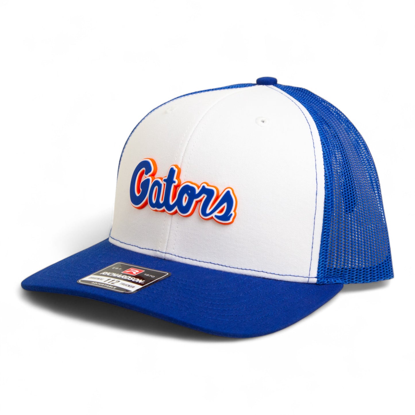 Florida Gators Script Blue 3D Snapback Trucker Hat- White/ Royal