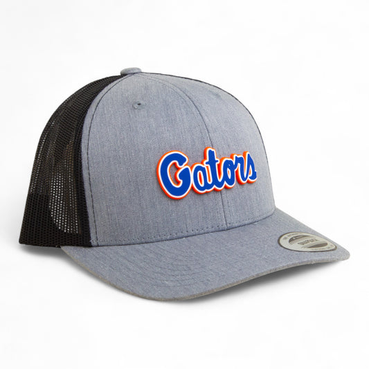Florida Gators Script Blue 3D YP Snapback Trucker Hat- Heather Grey/ Black
