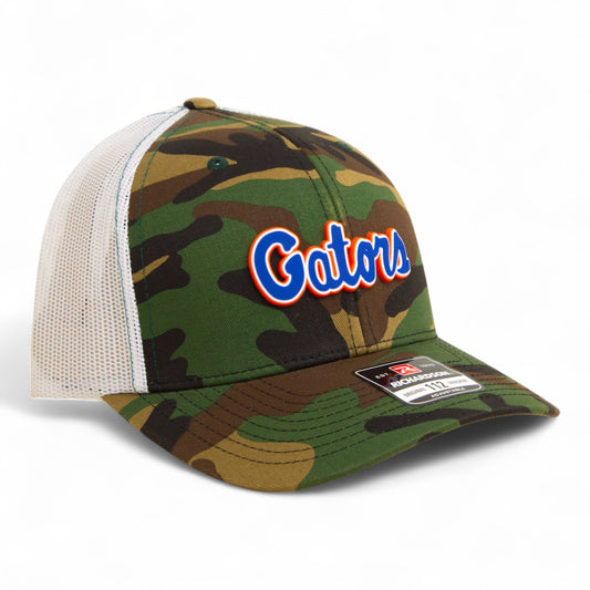 Florida Gators Script Blue 3D Snapback Trucker Hat- Army Camo/ White