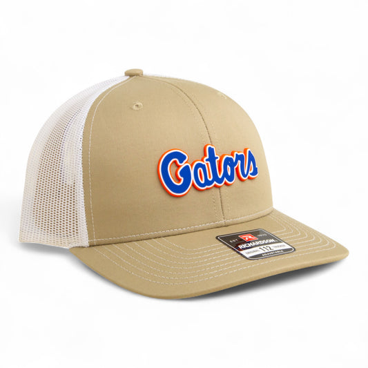 Florida Gators Script Blue 3D Snapback Trucker Hat- Tan/ White
