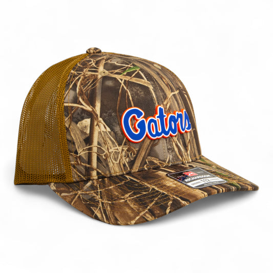 Florida Gators Script Blue 3D Snapback Trucker Hat- Realtree Max 7/ Buck
