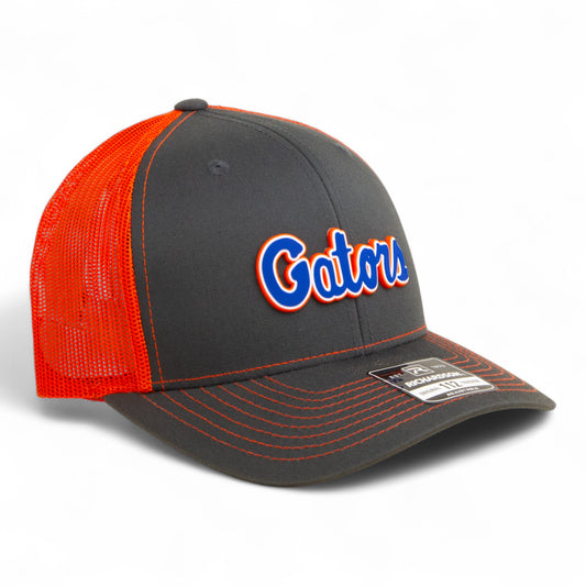 Florida Gators Script Blue 3D Snapback Trucker Hat- Charcoal/ Orange