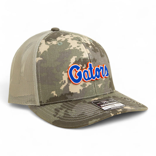 Florida Gators Script Blue 3D Snapback Trucker Hat- Military Digital Camo