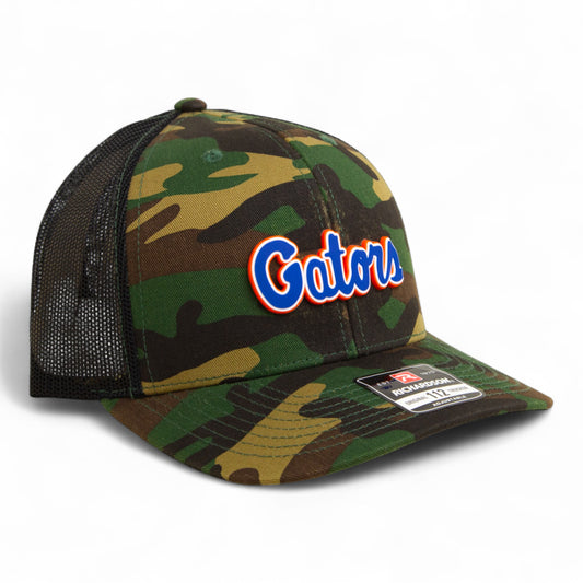 Florida Gators Script Blue 3D Snapback Trucker Hat- Army Camo/ Black