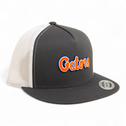 Florida Gators Script Orange 3D YP Snapback Flat Bill Trucker Hat- Charcoal/ White