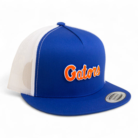 Florida Gators Script Orange 3D YP Snapback Flat Bill Trucker Hat- Royal/ White
