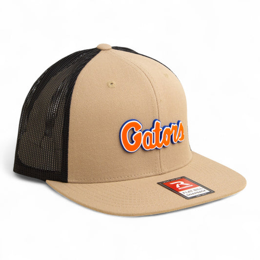 Florida Gators Script Orange 3D Wool Blend Flat Bill Hat- Tan/ Black