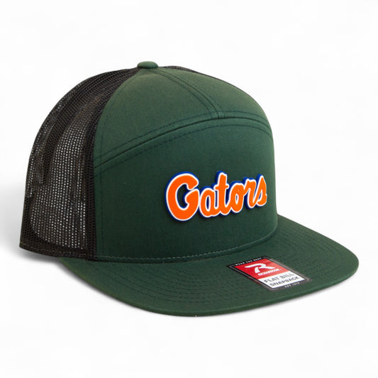 Florida Gators Script Orange 3D Snapback Seven-Panel Flat Bill Trucker Hat- Dark Green/ Black