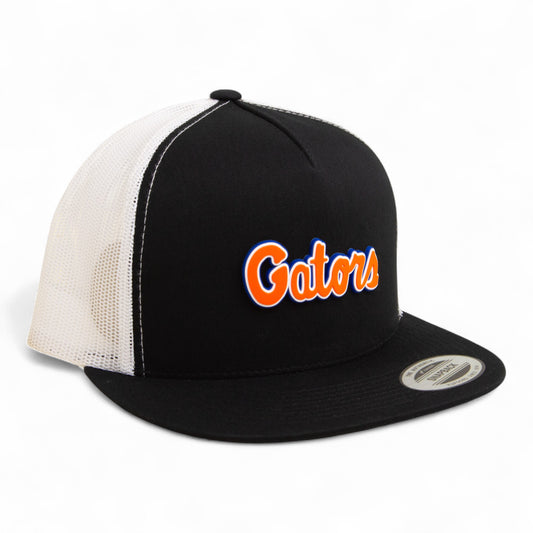 Florida Gators Script Orange 3D YP Snapback Flat Bill Trucker Hat- Black/ White
