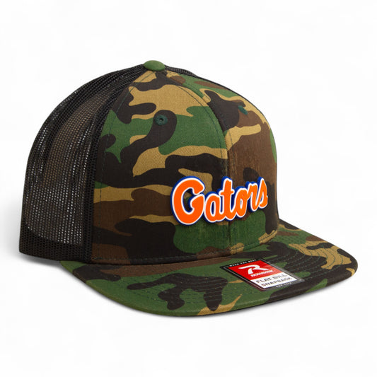 Florida Gators Script Orange 3D Wool Blend Flat Bill Hat- Army Camo/ Black