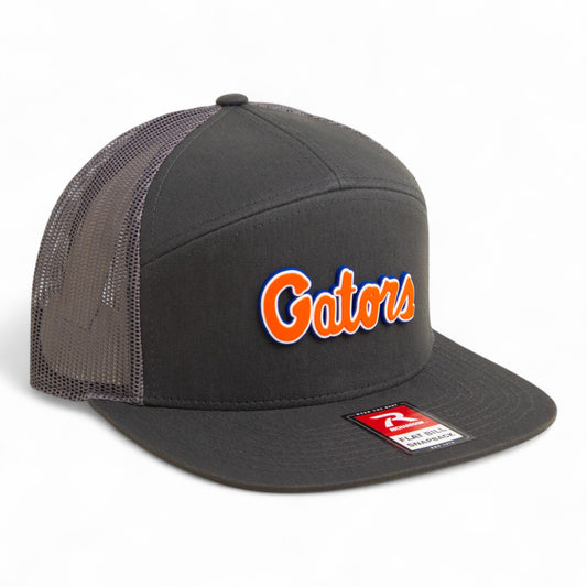 Florida Gators Script Orange 3D Snapback Seven-Panel Flat Bill Trucker Hat- Charcoal