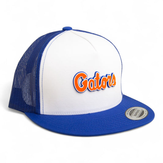 Florida Gators Script Orange 3D YP Snapback Flat Bill Trucker Hat- White/ Royal