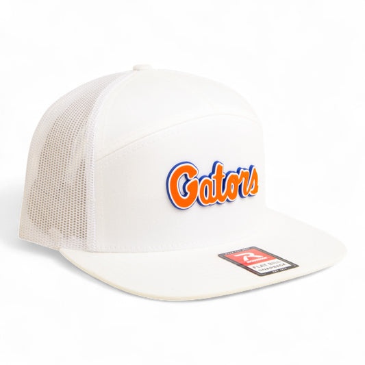 Florida Gators Script Orange 3D Snapback Seven-Panel Flat Bill Trucker Hat- White
