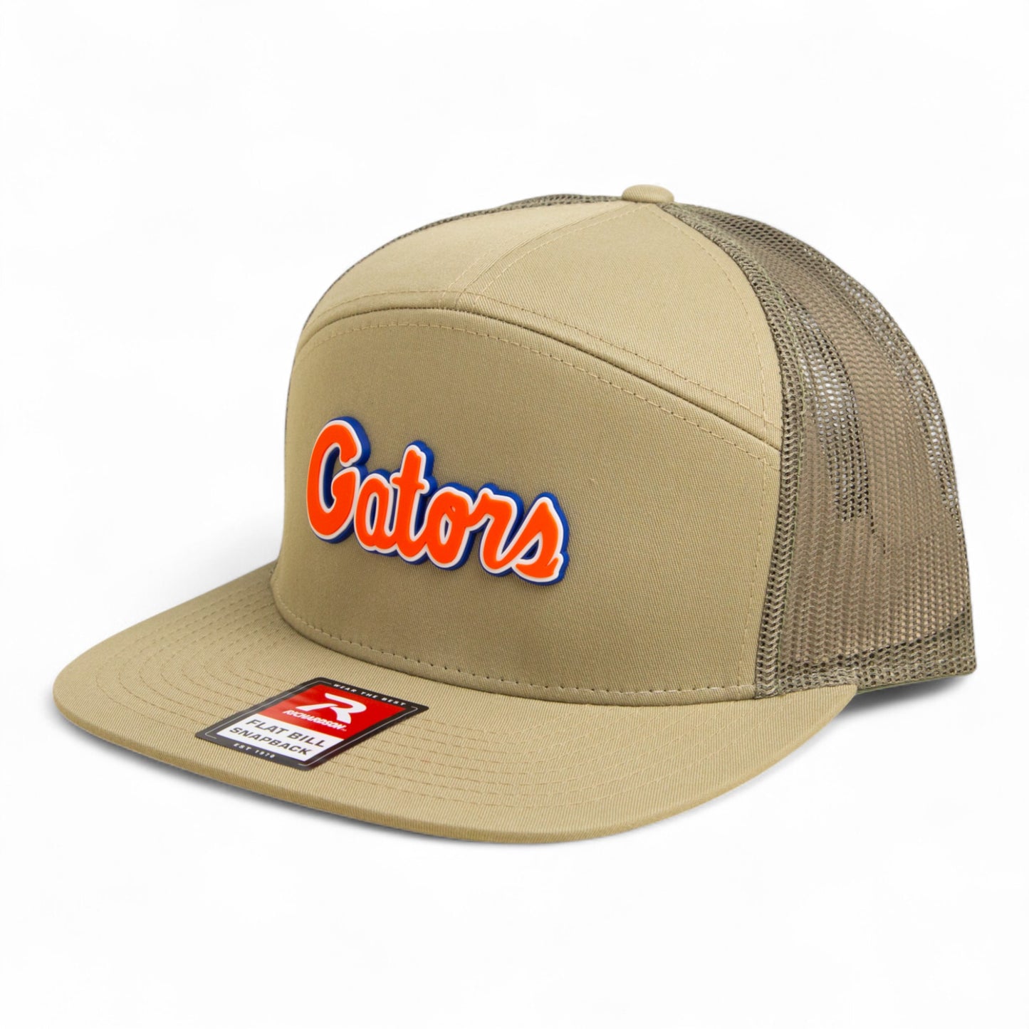 Florida Gators Script Orange 3D Snapback Seven-Panel Flat Bill Trucker Hat- Pale Loden