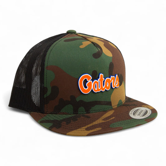 Florida Gators Script Orange 3D YP Snapback Flat Bill Trucker Hat- Army Camo/ Black