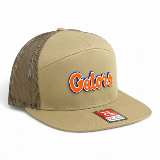 Florida Gators Script Orange 3D Snapback Seven-Panel Flat Bill Trucker Hat- Pale Loden