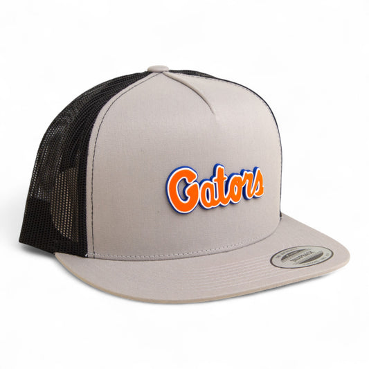 Florida Gators Script Orange 3D YP Snapback Flat Bill Trucker Hat- Silver/ Black