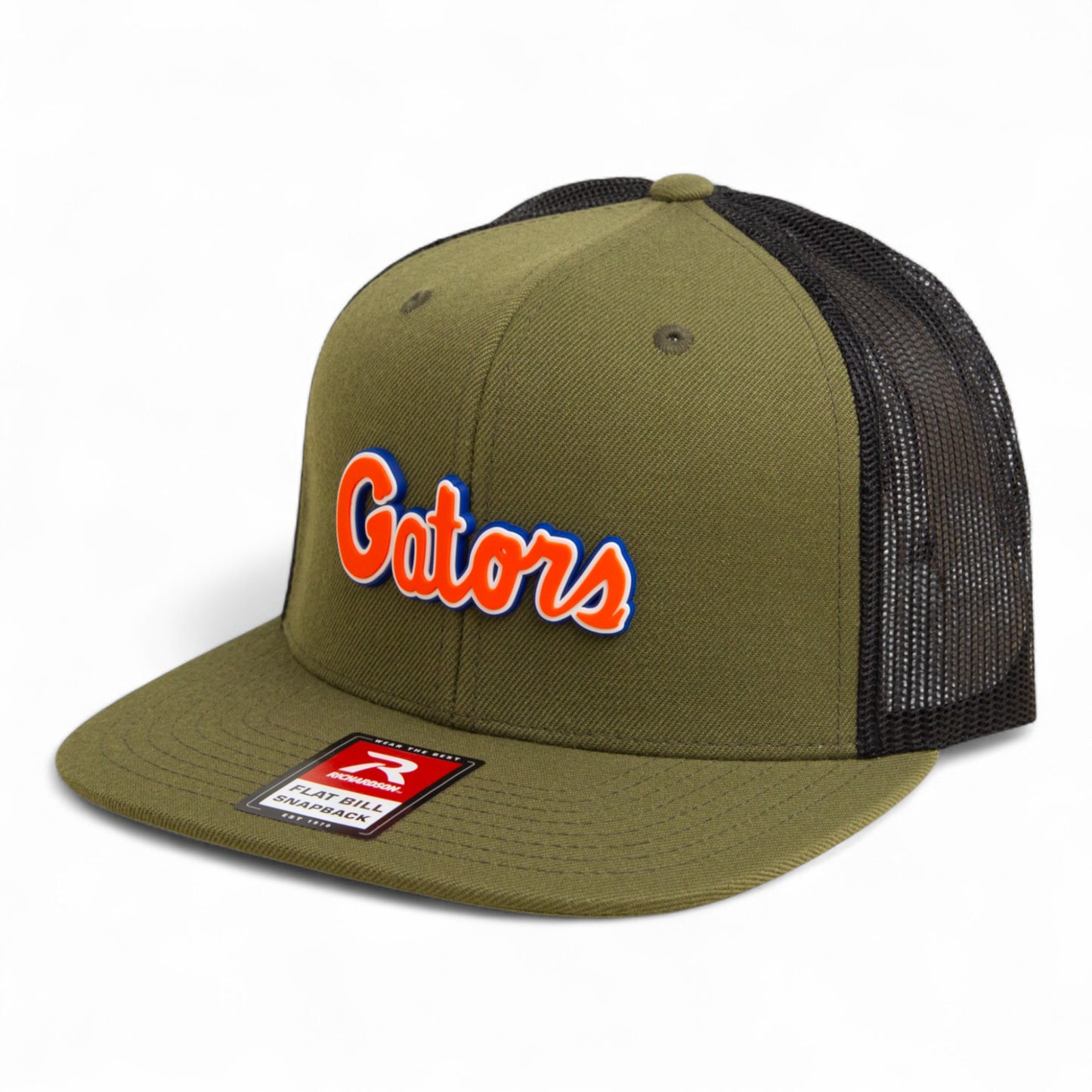 Florida Gators Script Orange 3D Wool Blend Flat Bill Hat- Loden/ Black