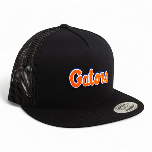 Florida Gators Script Orange 3D YP Snapback Flat Bill Trucker Hat- Black