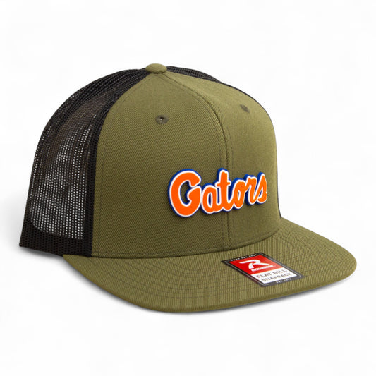 Florida Gators Script Orange 3D Wool Blend Flat Bill Hat- Loden/ Black