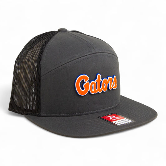 Florida Gators Script Orange 3D Snapback Seven-Panel Flat Bill Trucker Hat- Charcoal/ Black
