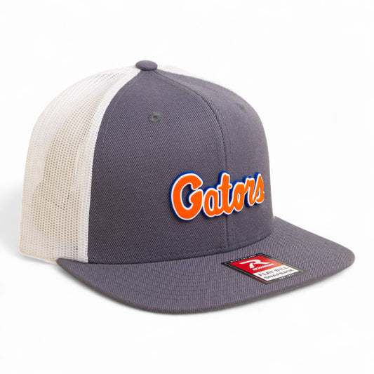 Florida Gators Script Orange 3D Wool Blend Flat Bill Hat- Charcoal/ White