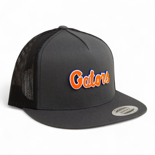 Florida Gators Script Orange 3D YP Snapback Flat Bill Trucker Hat- Charcoal/ Black