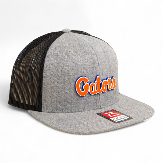 Florida Gators Script Orange 3D Wool Blend Flat Bill Hat- Heather Grey/ Black